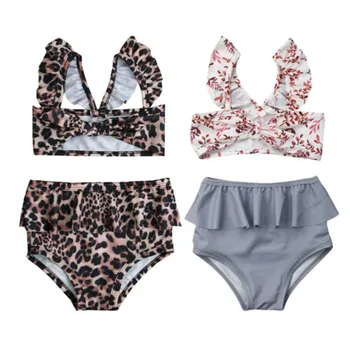 Focusnorm Nové Módy, Baby, Dievčatá, Batoľa, Dieťa Leopard Plavky Bowknot Bikini Set Kúpanie Oblečenie Set