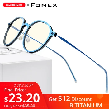 FONEX Anti Modré Svetlo Blokuje Okuliare Ženy 2020 Nové Antiblue Lúče Počítač Okuliare Mužov FAB019 (Nylon Rám B Titanium Rameno)