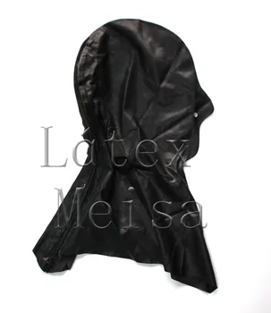 Formy latex, odsávače bdsm čierna latexová maska Fetish M dostupné veľkosti a otvorených otvorov späť na zips pre dospelých