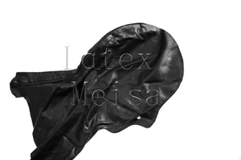 Formy latex, odsávače bdsm čierna latexová maska Fetish M dostupné veľkosti a otvorených otvorov späť na zips pre dospelých