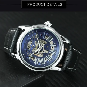 FORSINING Muž Sledovať Originálny Kožený Remienok Automatické Mechanické Hodinky Mužov Top Značky Luxusné Kostra Módne Bežné náramkové hodinky
