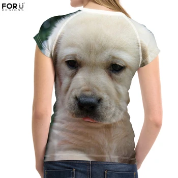 FORUDESIGNS Kawaii 3D Pet, Pes, Labrador Tlač Ženy Letné Tričká Fitness Krátky Rukáv Topy Tee Oblečenie Módne Dievčatá Tshirts