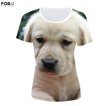 FORUDESIGNS Kawaii 3D Pet, Pes, Labrador Tlač Ženy Letné Tričká Fitness Krátky Rukáv Topy Tee Oblečenie Módne Dievčatá Tshirts