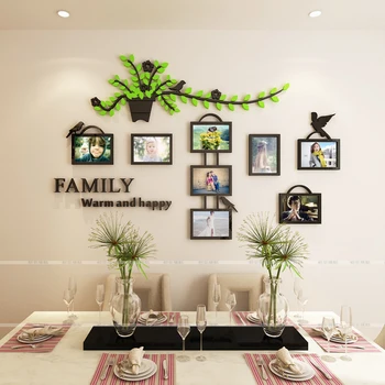 Foto rámček Chlorophytum Akrylových 3D Samolepky na Stenu obývačky, Spálne, Tvorivé pastoračnej dekorácie Ratan palice DIY art decor