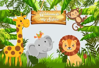 Fotografie Pozadie Jungle Safari tému Dekorácie Foto Pozadie Baby Sprcha Narodeninovej Party Pozadie Photo Studio