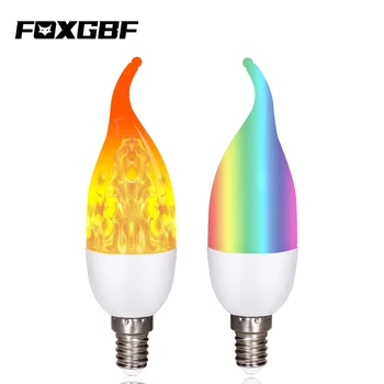 FOXGBF LED E14 Plameň Zaostriť Žiarovka Blikanie LED Svetlo Dynamický Efekt Plameňa RGB a Plameň farba 110-220V, Osvetlenie, Lampy, Domov
