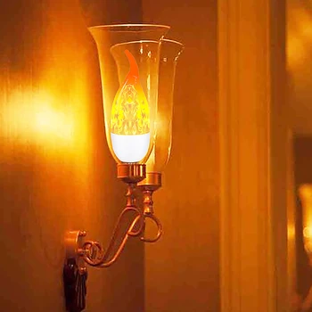 FOXGBF LED E14 Plameň Zaostriť Žiarovka Blikanie LED Svetlo Dynamický Efekt Plameňa RGB a Plameň farba 110-220V, Osvetlenie, Lampy, Domov
