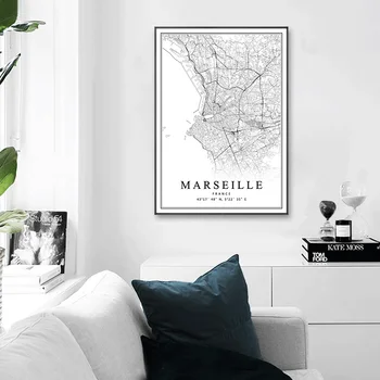 Francúzsko Mapa Mesta Paríž, Lyon Marseille Montpellier Pekné Štrasburgu Toulouse Plagáty Plátne Obrazy Vytlačí Domov Výzdoba Interiéru