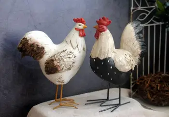 Francúzsky krajinu, polia, Záhrady retro štýl zvierat kohút sliepka kura domáca záhrada záhrada živice záhradné dekorácie