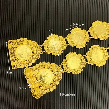 Francúzsky Módny Zlaté Mince Pás pre Ženy Móda Duté Vzor Kovové Reťaze Pásy Abaya Šperky Pásy