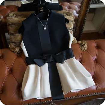 Francúzsky romantický pás sukne zobraziť tenký okraj veľké bowknot temperament mínus vek ženy vesta bunda, kabát