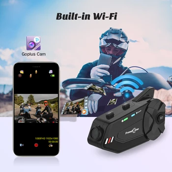 FreedConn R1 Plus Prilba Intercom Motocykel Bluetooth Helmy, Slúchadlá 1080P HD Video Záznamník, Wifi, Fotoaparát, FM Intercomunicador