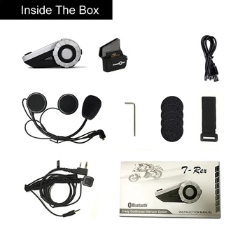 FreedConn T-Rex+L3 Motocykel Bluetooth Skupiny Intercom Prilba Headset 1500M 8 Jazdcov Bezdrôtový Komunikátor s FM Podpora