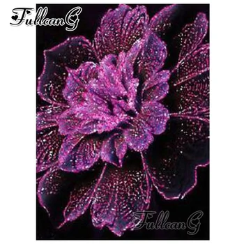 FULLCANG 5d diy mozaiky plná výšivka fialový kvet diamond maľovanie na námestí/kolo vŕtať drahokamu farby s diamantmi FC743