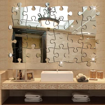 Funlife Hry, Jigsaw Puzzle Kúsky Zrkadlo na Stenu-Nálepky,40x37cm15.7x14.6in 4pcs/veľa Výzdoba pre deti Miestnosti, Dekoratívne,DIY Domova