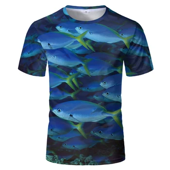 Funny t-shirts harajuku shark skupiny t shirt casuall štýl Digitálne ryby Krátky Rukáv 3D tlač 2020 sandbeach T tričko