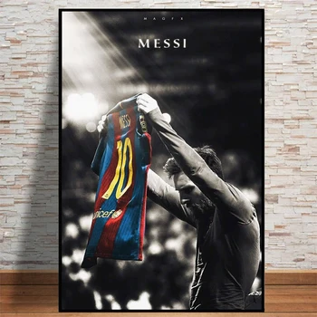 Futbal Šport Hviezda Lionel Messi Retro Plátno Maľovaní Plagátov a Tlač Wall Art Obrázky pre Obývacia Izba Domova (Bez Rámu)