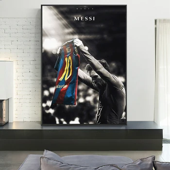 Futbal Šport Hviezda Lionel Messi Retro Plátno Maľovaní Plagátov a Tlač Wall Art Obrázky pre Obývacia Izba Domova (Bez Rámu)