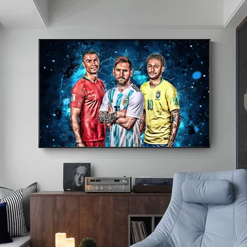 Futbalové Hviezdy Plagáty a Vytlačí Ronaldo, Messi Neymar Obrázok Maliarstvo pre Interiér Veľký Veľký Obrázok Frameles Domov Izba Dekor