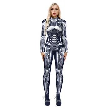 Futuristické Technológie Halloween Cosplay Kostým Ženy Muži 3D Tlač Výstroj Punk Robot Autobot Jumpsuit Karneval Onesies Oblečenie