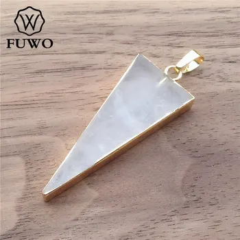 FUWO Veľkoobchod Prírodný Kryštál Kremeňa Trojuholník Prívesky Aura Crystal Bod Pozitívnej Energie Uzdravenie Rock Krištáľové Šperky PD006