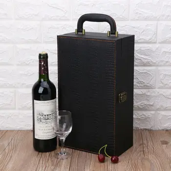 Fľaša Vína Box Luxusné Kožené Vrece 2 Červené Víno, Šampanské Tote Nosná Rukoväť Cestovné Puzdro Organizátor Darček