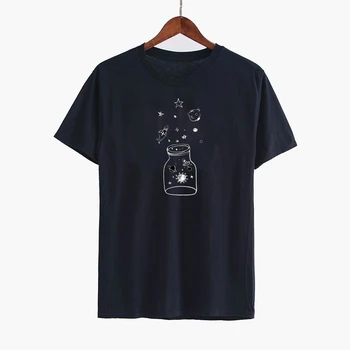 Fľaše Loď Space Star Graphic Tee 90. rokov Módne Tumblr Pohode Grunge Unisex Tričko T-Shirt Harajuku Lumbálna Bežné Zábavné Top