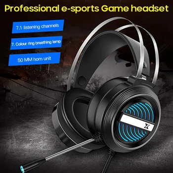 Gaming Headset 7.1 Priestorový Zvuk PC Slúchadlá S Šumu Mikrofónu Stereo Káblové Slúchadlá RGB Osvetlenie Pre PC, Notebooky