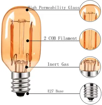 GANRILAND T22 Rúrkové Lampa Amber Sklo Edison LED Žiarovky Noc Žiarovka 1W 2200K E12 E14 Base Dekoratívne Prívesok Stmievateľné Osvetlenie