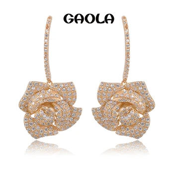 GAOLA Rose gold Color visieť náušnice,skvelý dizajn,AAA cubic zirconia módne najlepšiu kvalitu GLE4642