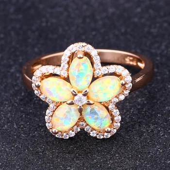 Garilina Módne Šperky dámske prstene Biele opálové Rose Gold Veľkoobchod Darčeky Výročie Krúžok R622