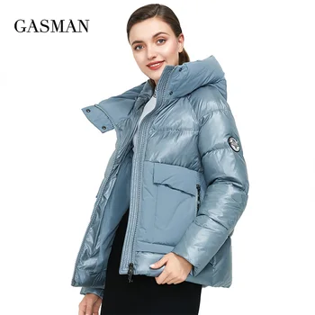GASMAN Značky jeseň zimné móda Ženy vetrovka nadol bunda s kapucňou patchwork hrubý kabát Žena teplé oblečenie, puffer bunda nové 001