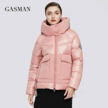 GASMAN Značky jeseň zimné móda Ženy vetrovka nadol bunda s kapucňou patchwork hrubý kabát Žena teplé oblečenie, puffer bunda nové 001