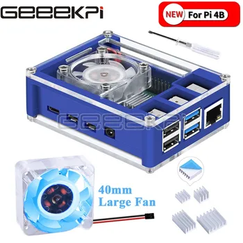 GeeekPi ABS Plast Blue & Transparentné / Tmavo Hnedé a Biele Prípade s Veľkými Chladiaci Ventilátor 40*40*10 Chladič pre Raspberry Pi 4 B