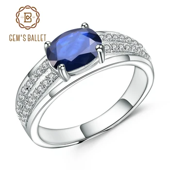 GEM BALET 1.66 Ct Oválne Prírodné Blue Sapphire Drahokam Krúžok 925 Sterling Silver Band Prstene pre Ženy, Jemné Šperky
