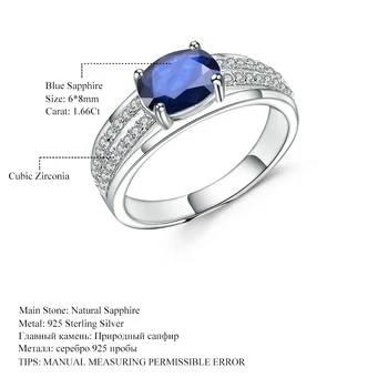 GEM BALET 1.66 Ct Oválne Prírodné Blue Sapphire Drahokam Krúžok 925 Sterling Silver Band Prstene pre Ženy, Jemné Šperky