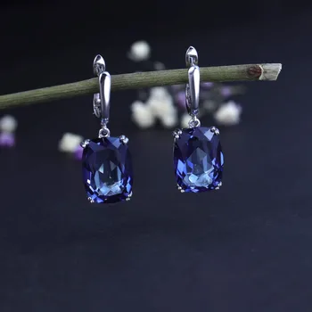 GEM BALET Luxusné Prírodné Iolite Modrá Mystic Quartz pre Ženy Elegantné Náušnice 925 Sterling Silver Drop Náušnice Jemné Šperky