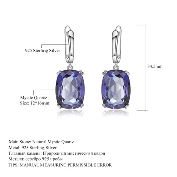 GEM BALET Luxusné Prírodné Iolite Modrá Mystic Quartz pre Ženy Elegantné Náušnice 925 Sterling Silver Drop Náušnice Jemné Šperky