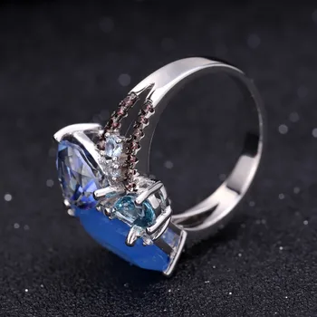 GEM BALET Prírodné Aqua Modrá Calcedony Geometrické Krúžky 925 Sterling Silver Drahokam Prst Prsteň pre Ženy Šperky Voľný Štýl