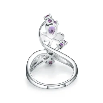 GEM BALET Romantické Prírodné Amethyst Purple Drahokam, Kvetinové Šperky Nastavuje Čisté 925 Sterling Silver Náušnice, Prsteň Pre Ženy