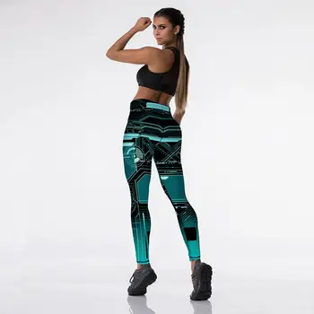 Geometrický Vzor Digitálna Tlač Športové Cvičenie Vysoký Pás Legíny Ženy Push Up Vonkajšie Polyester Legíny