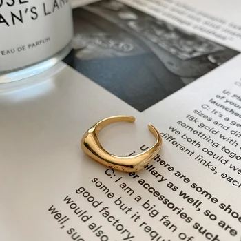 GHIDBK 925 Sterling Silver Vyhlásenie Nepravidelný Nastaviteľné Krúžky Jedinečný Dizajn Moderný Minimalistický Prstene pre Ženy Strieborné Šperky