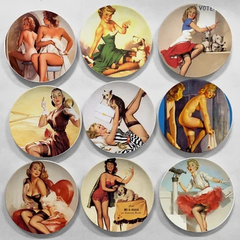 Gil Elvgren pin-up girls Sexy Plagáty, nástenné závesné dekoratívne dosky keramické umelecké remeslo pozadí dekorácie Renesancie