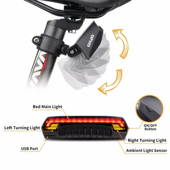 GIYO Batériu Bicyklov Svetla USB Nabíjateľné Montáž Bicyklov na Čítanie Vzadu zadné Svetlo Led smerovku Cyklistické Svetlo na Bicykel Svietidla