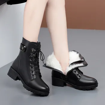 GKTINOO 2020 Zimné Originálne Kožené Topánky, Teplé Oblečenie Vlna Topánky Móda Pohodlie Non-slip Ženy Topánky Snehu Topánky Veľkosť