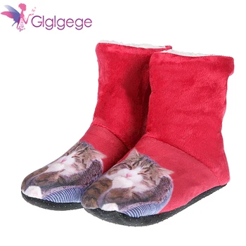 Glglgege 2019 Vianočné Krytý Ponožky Topánky Zimné Topánky Žena Kožušiny Stranách Žena Zvieracie Vzory Plyšové Papuče Stielka Domáce Papuče