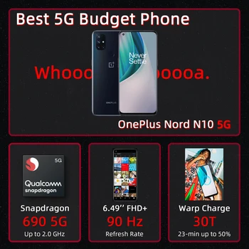 Globálna Verzia OnePlus Nord N10 5G OnePlus Oficiálneho Obchodu 6GB 128GB Snapdragon 690 Smartphone 6.49 90Hz FHD+ Displej 64MP Quad