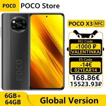 Globálna Verzia POCO X3 NFC 6GB 64GB Smartphone Snapdragon 732G Octa-Core 6.67