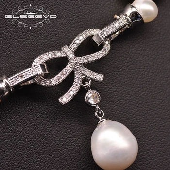 GLSEEVO Originálny Dizajn Prírodné Sladkovodné Perly Šokujúce Náhrdelník Dievča Strany High-End Luk Roztomilý Šperky Pre Ženy Golier GN0257