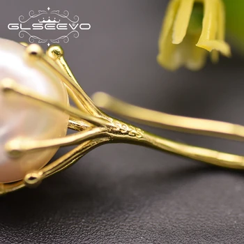 GLSEEVO Prírodné Čerstvá Voda White Pearl Náušnice Pre Ženy Milovníkov' Minimalistický Luxusné Šperky Bijoux Sk Argent 925 GE0335C